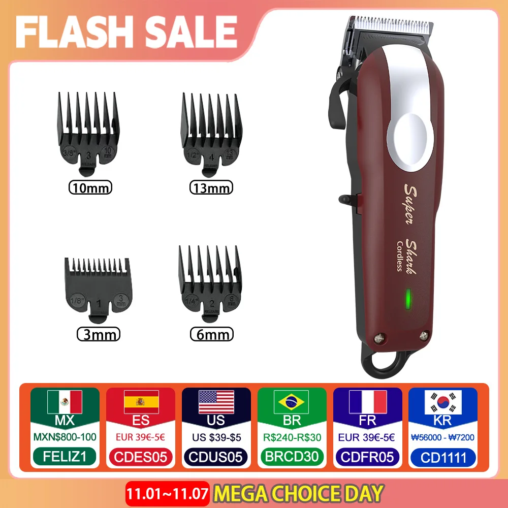 Professional Hair Clipper Powerful Lithium Battery USB Chargeable Trimmer LED Display Home Man Beard Shaver Hair Cutting Machine