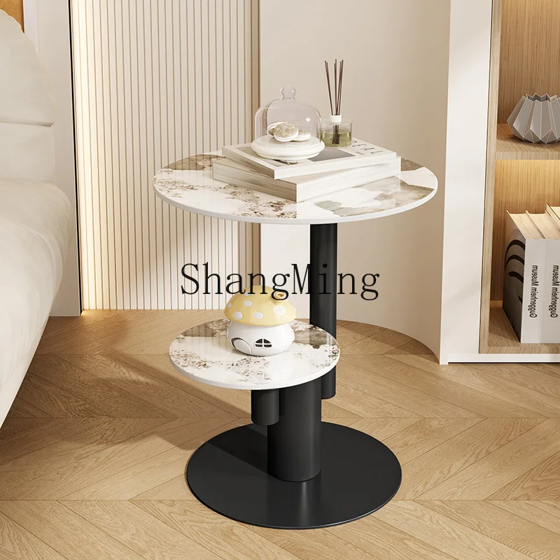Tmj mesa de centro sala de estar sofá laje de rocha mesa de canto italiana simples luz mesa de luxo pequena redonda