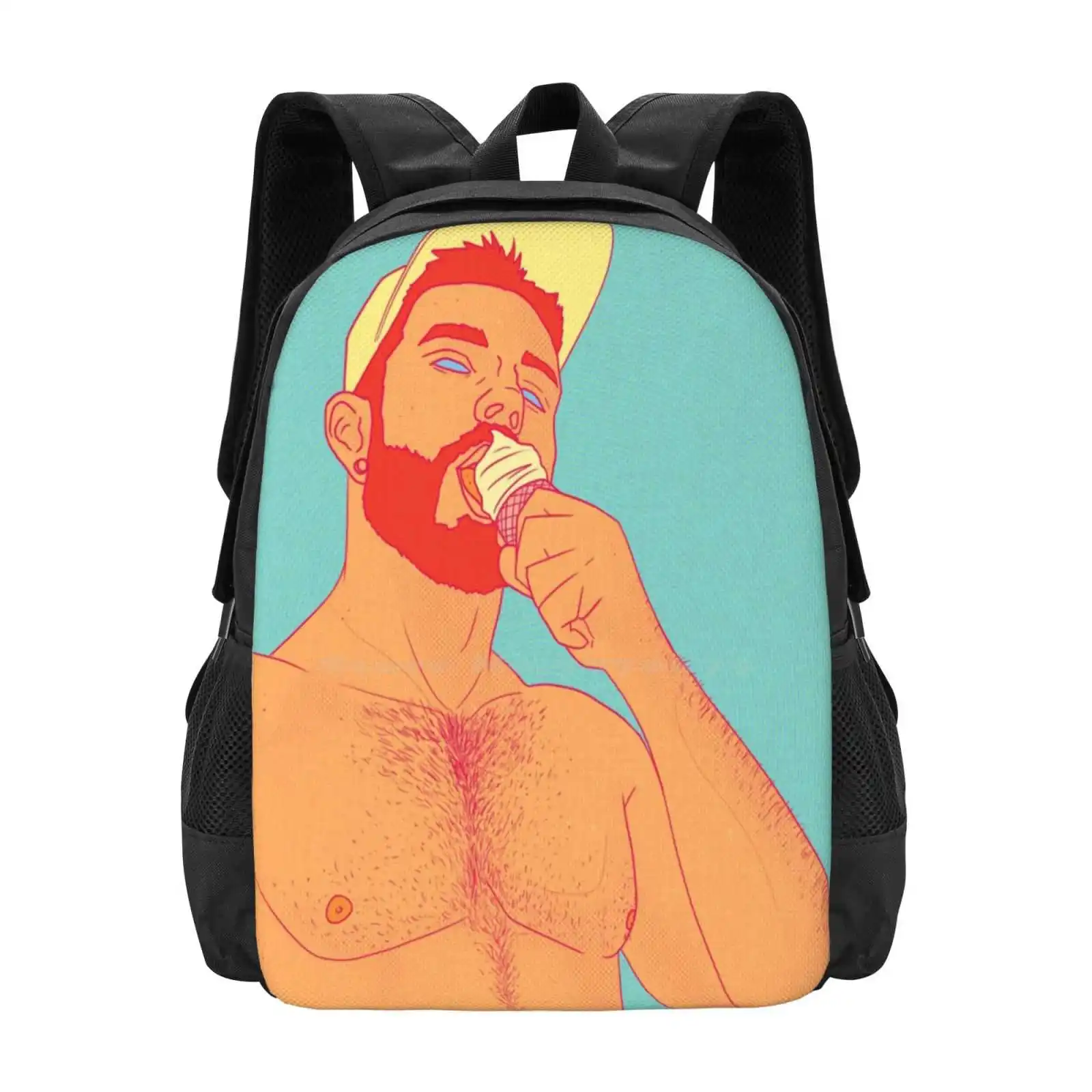 Summer Pattern Design Bag Student'S Backpack Summer Gay Man Men Muscle Bearded