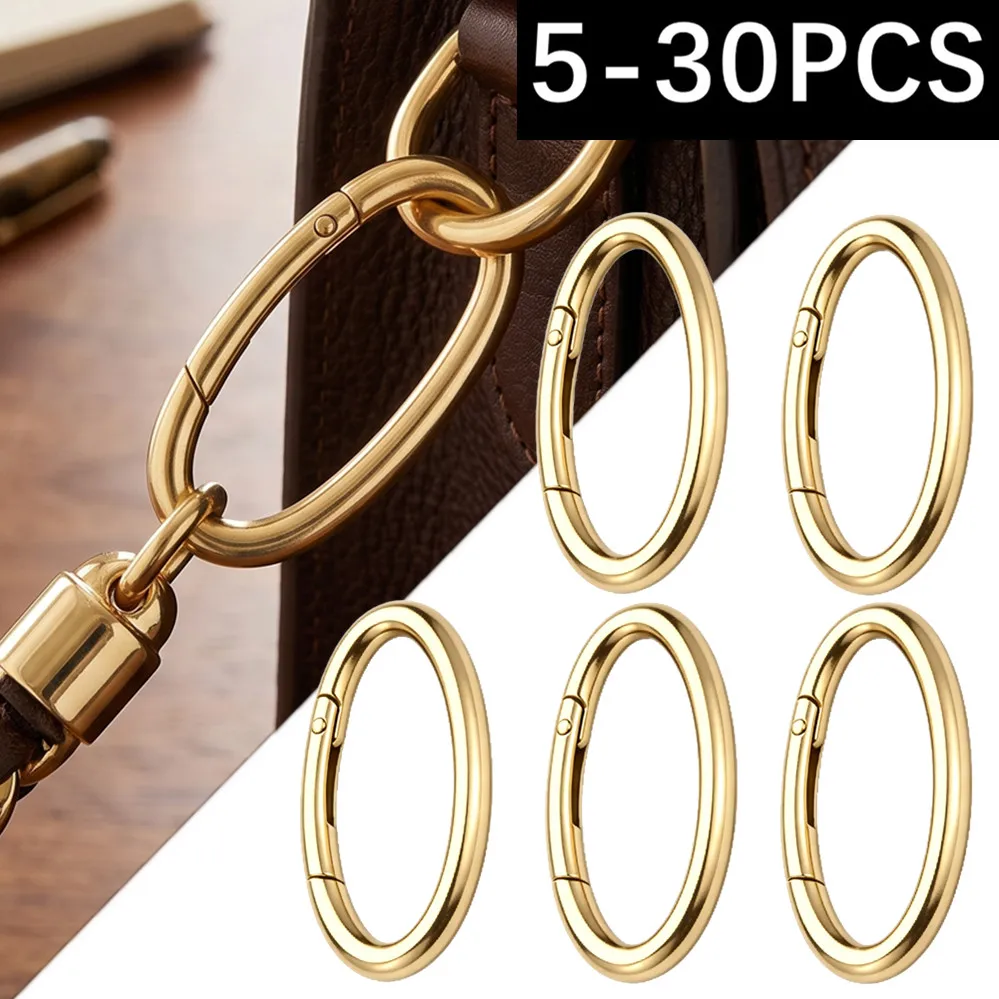 5/30Pc Open Oval Ring Metal Spring Snap Clasp Bag Strap Clip Buckle Garment Dog Collar Chain Hook Belt Buckles O Rings Carabiner