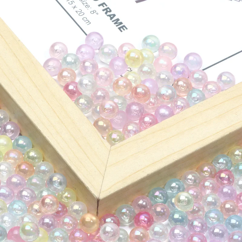 8mm 50pcs No Hole Transparent ABS Round Beads Loose Spacer Acrylic Beads for Jewelry Making DIY Bracelet Keychain Accessories