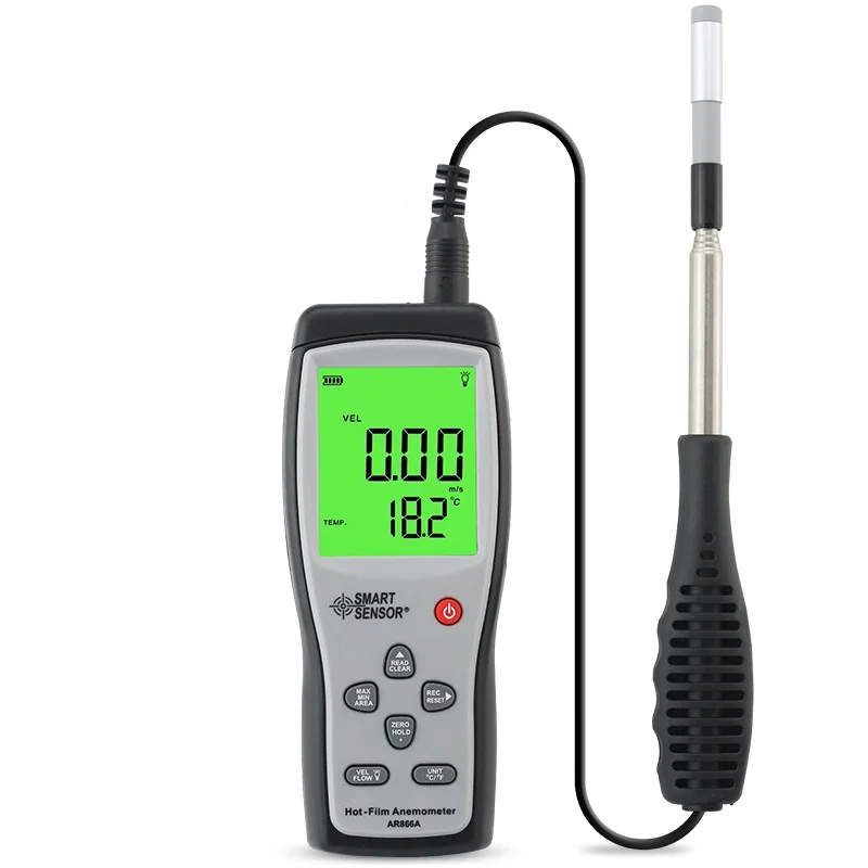2026 AR866A Smart Sensor Hot-film Anemometer 0.0-30m/s Temperature Meter With Usb