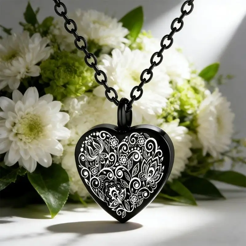 Elegant Pet Memorial Jewelry Urn Necklace with Heart Design for Ashes Cremation Lockets Remembrances Pendant Gift