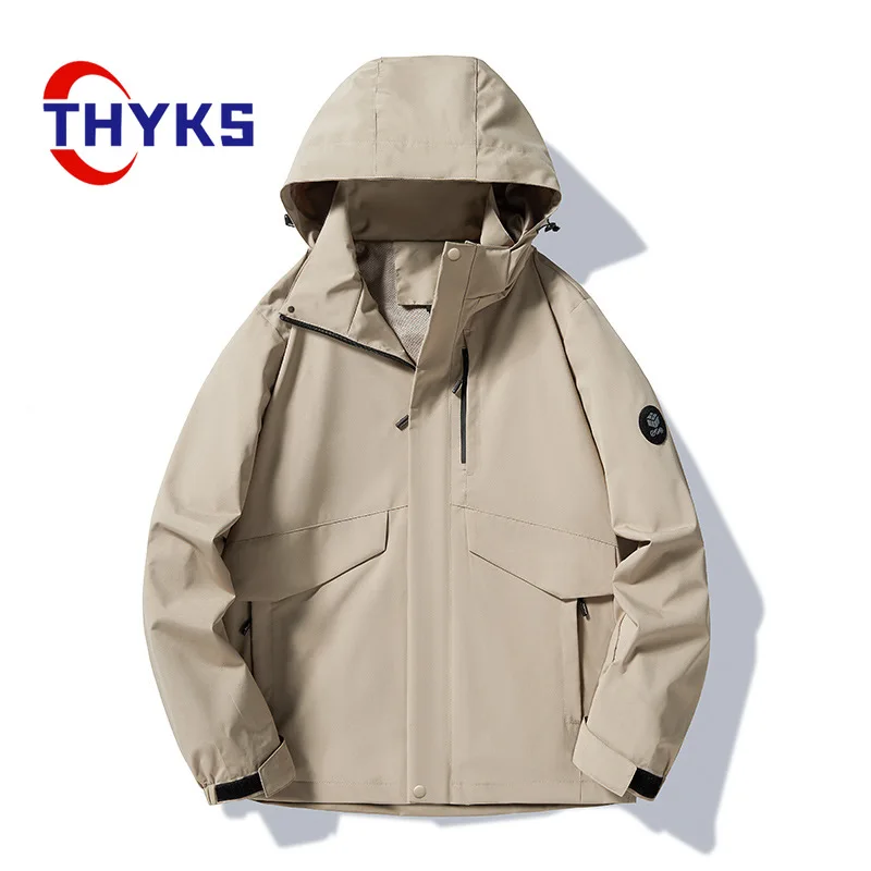 

New Outdoor Men's Thin Coat Hooded Waterproof Windproof Warm Jacket Mountaineering Hiking Casual Softshell Top Chaquetas Hombre