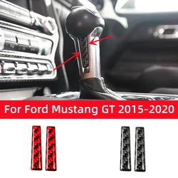 For Ford Mustang GT 2015-2021 Accessories Carbon Fiber Interior Car Gear Lever Both Sides Trim Cover Trim Sticker Decal Decor