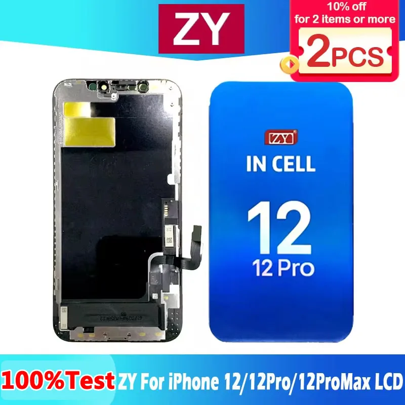 2Pcs ZY Incell screen Display Touch Screen Digitizer Assembly for iPhone 12/12Pro/12Pro Max LCD Display Screen Replacement Parts