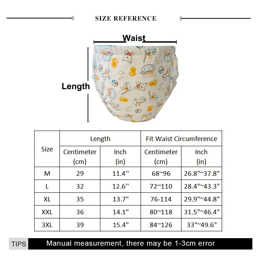 2 pieces Little Bear Print Adult Baby Night Diaper Incontinence Pad Pants