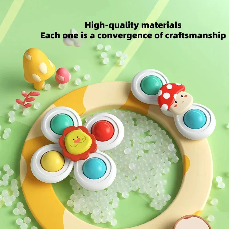 Ensemble de 3 jouets rotatifs à ventouse, animaux de dessin animé, pour enfants, fenêtre, chaise haute, plateau, Table de bain, voyage, cadeau pour enfants