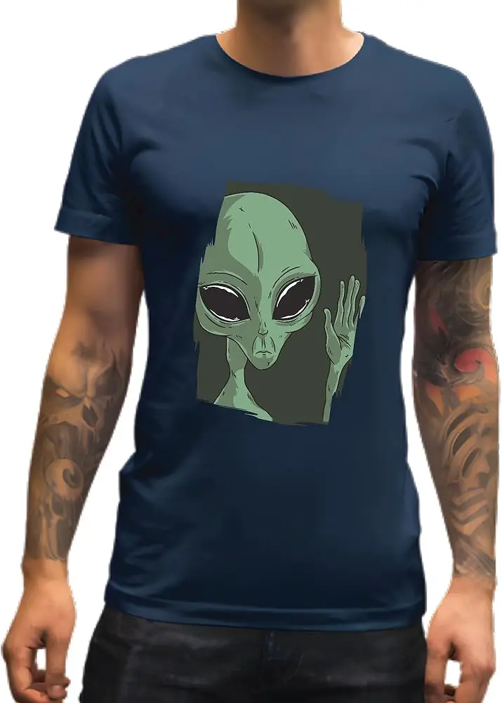 Alien Waving Gift for Alien Lovers Sad Face Aliens Design for Kids and Adults  High Quality 100%Cotton Short Sleeve