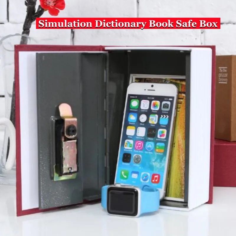 Simulation Dictionary Book Safe Box Hidden Secret Safe Key Lock Coin Bank Card Jewellery Private Diary Storage Password Locker L