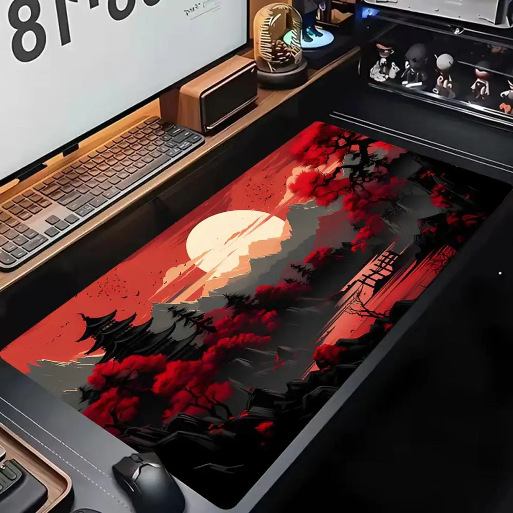Dark Japanese Mountain Sunset Large Cool Mouse-Pad Laptop Non-slip Esports Office Desk Mat Mousepad Mini PC Desktop Accessories