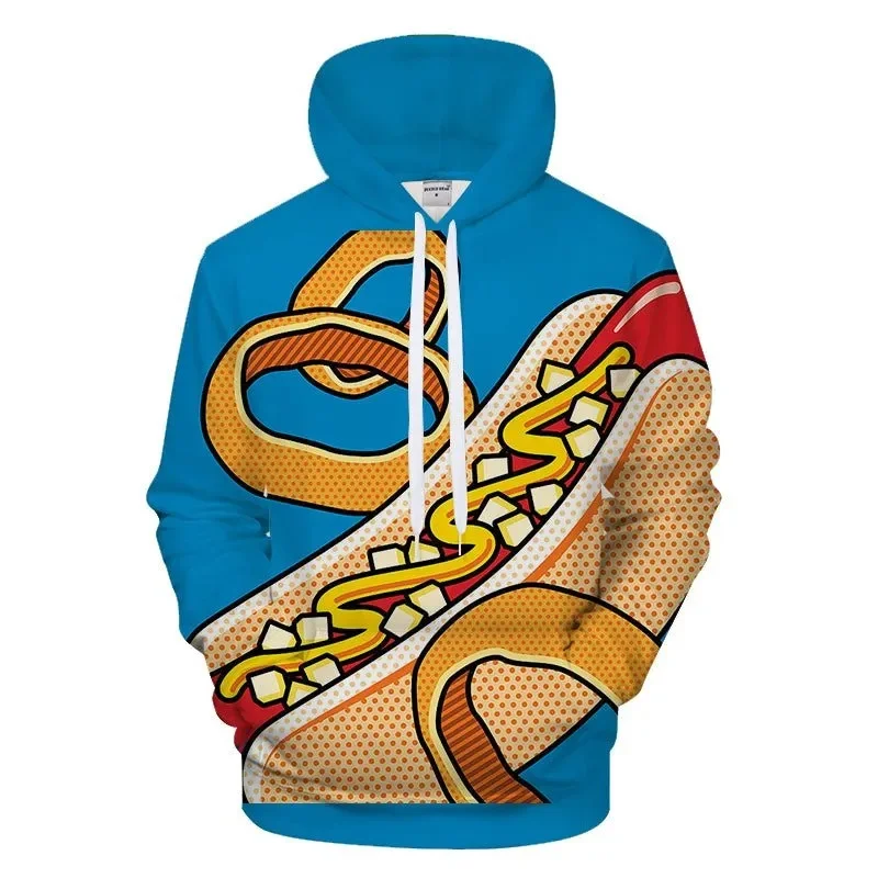 New 3d Hot Dog Printed Hoodie For Men And Women Funny Cartoon Pattern Sweatshirt Tops Harajuku Fashion Oversized Pullover Hooded