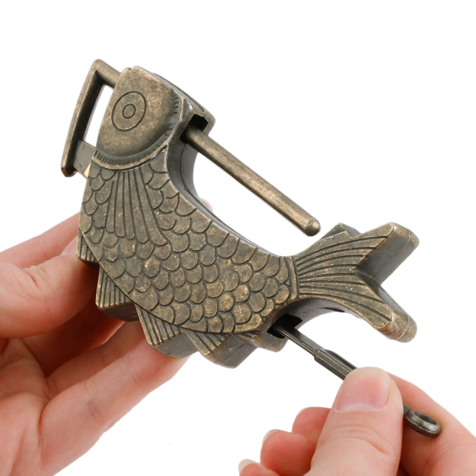 11.7cm Antique Bronze Old Chinese Hasps Lock Jewelry Wooden Box Padlock for Suitcase Drawer Cabinet Hardware Furniture Decor