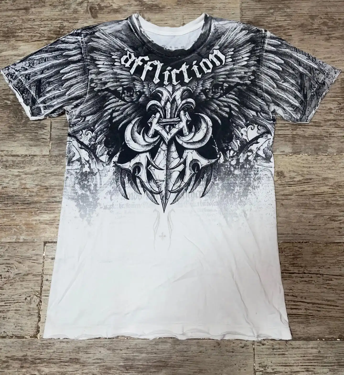 2000s Affliction Retro American Men's T-shirt Couple round neck t-shirt motorcycle ins