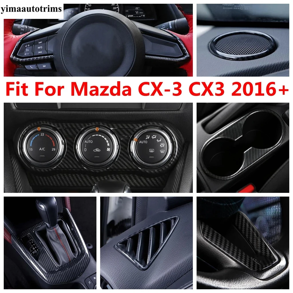 

Dashboard Air AC / Speaker / Steering Wheel / Gear Shift Panel Cover Trim For Mazda CX-3 CX3 2016 - 2024 Carbon Fiber Accessor