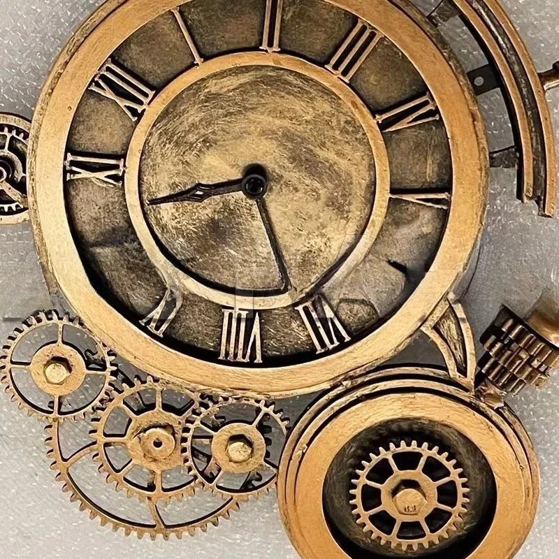 Nostalgic Vintage Industrial Iron Wall Clock – Polished Cast Metal, Retro Design, Silent Mechanical Movement, Coffee Shops,