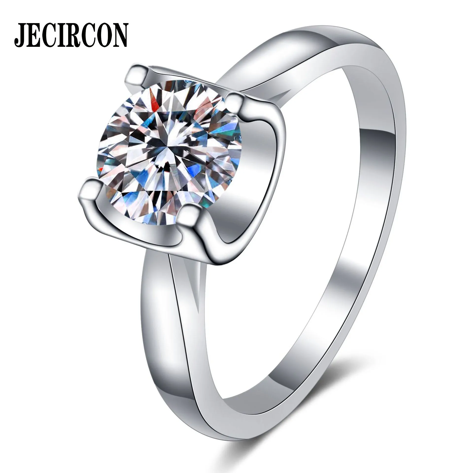 

JECIRCON 925 Sterling Silver Moissanite Ring for Women Korean Version Classic Bull Head Fashion Diamond Band Simple Versatile