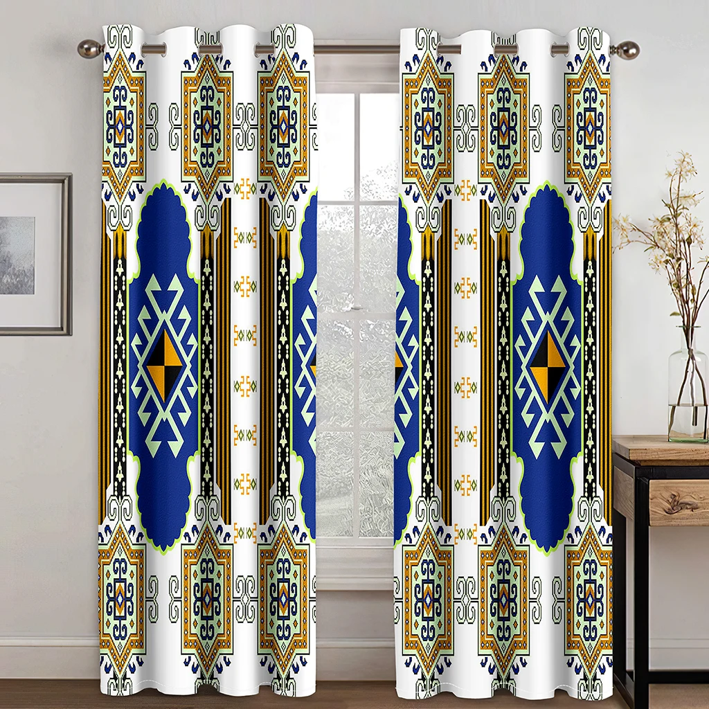 Eritrean Bohemia Boho Saba Barquote Abstract Ethiopian 2Pcs Window Curtains For Kids Bedroom Living Room Bathroom Kicthen Door