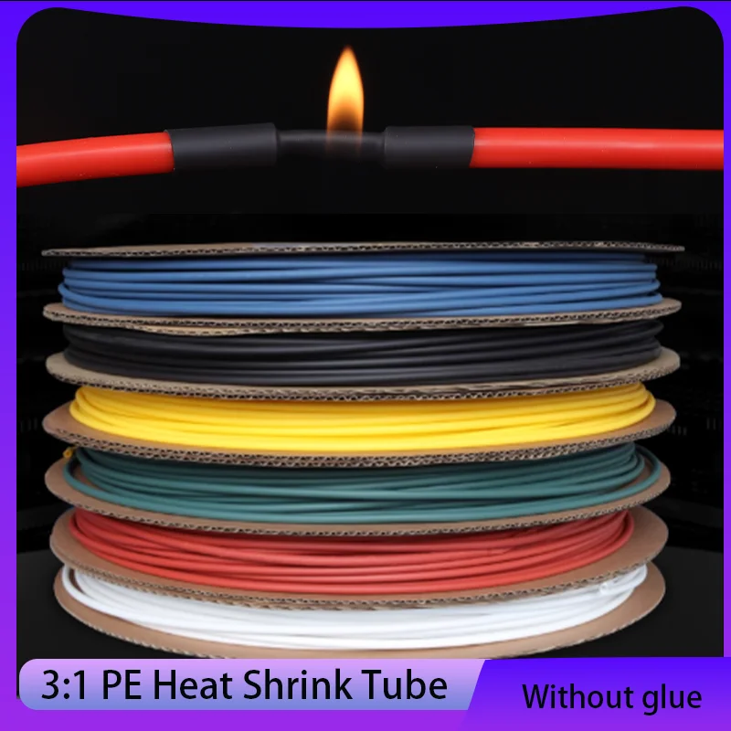 

5/10m 3:1 No Glue Heat Shrink Tubing Colorful Diameter 1.5~50mm Ratio Waterproof Wire Wrap Insulated Lined Cable Sleeve