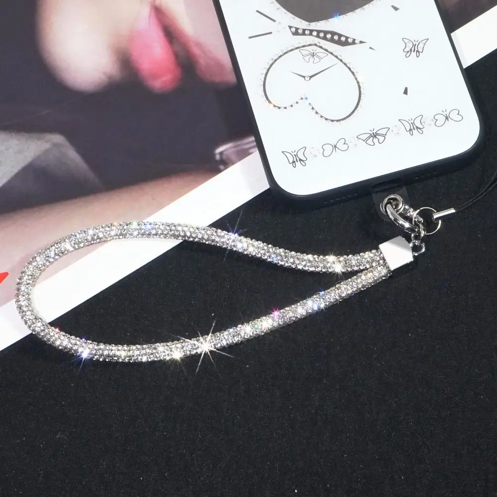 Flashy Glitter Rhinestone Phone Lanyard Diamond Crystal Phone Wrist Straps Keychain Hanging Anti-lost Rope