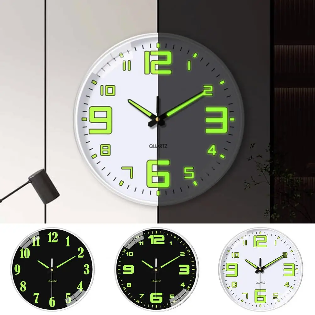 12 Inch Wall Clock Decorative Battery Operated Luminous Wall Clock Large Dial Gentle Lights Luminous Clock Digital Clock