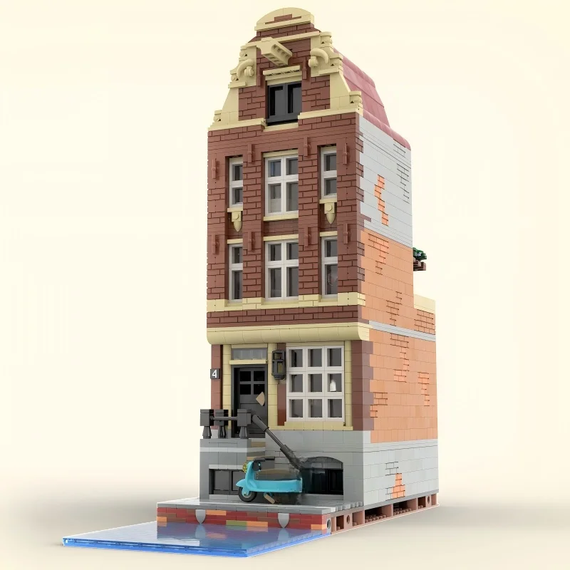 3551 PCS Historic European Amsterdam Dancing Houses Italian Restaurant Custom Block Set Modular Architecture Model Collectible