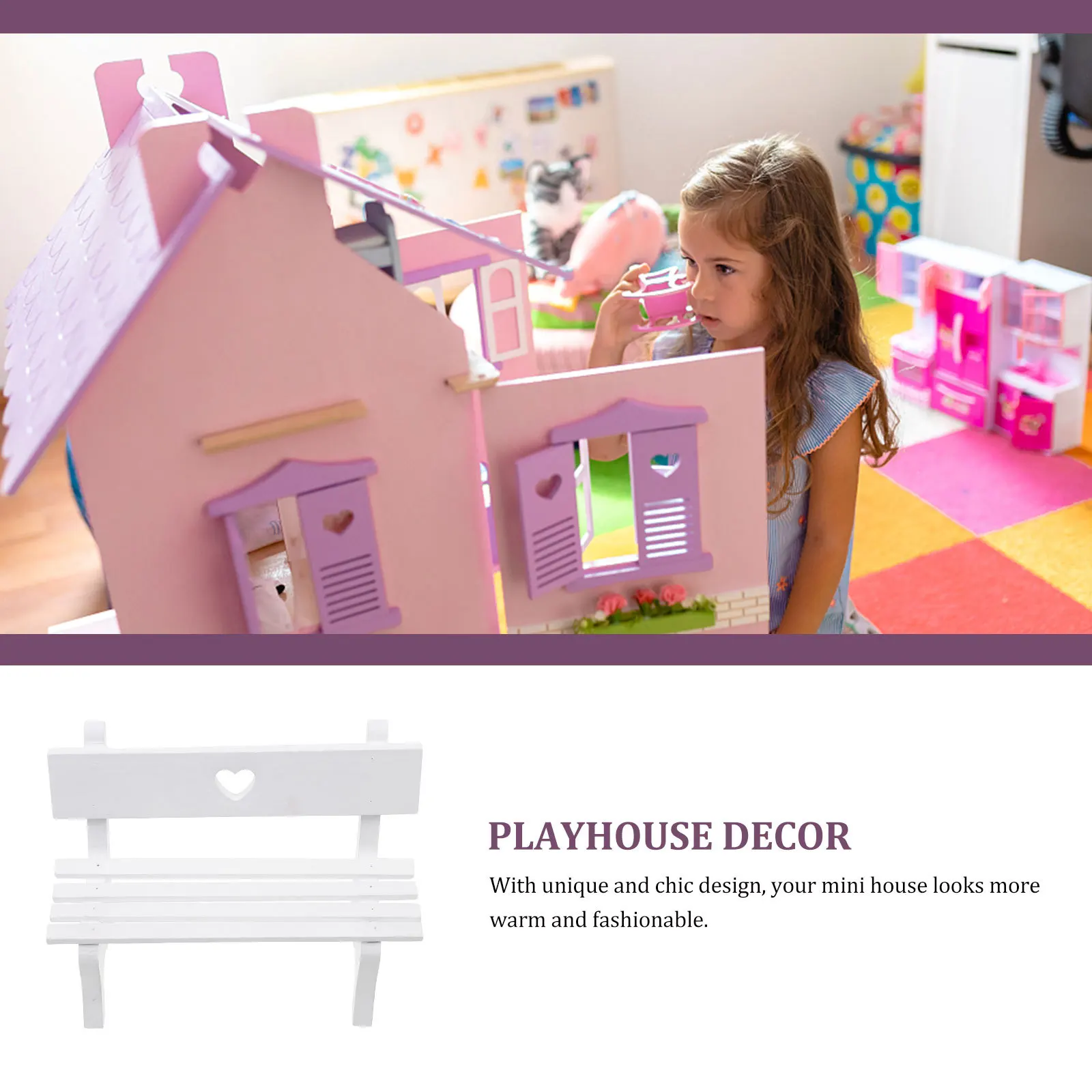 Wooden Chair Ornament Miniature Bench for Mini House Prop Office Decoration Playhouse Setup Creative Desktop Accessory Detailed