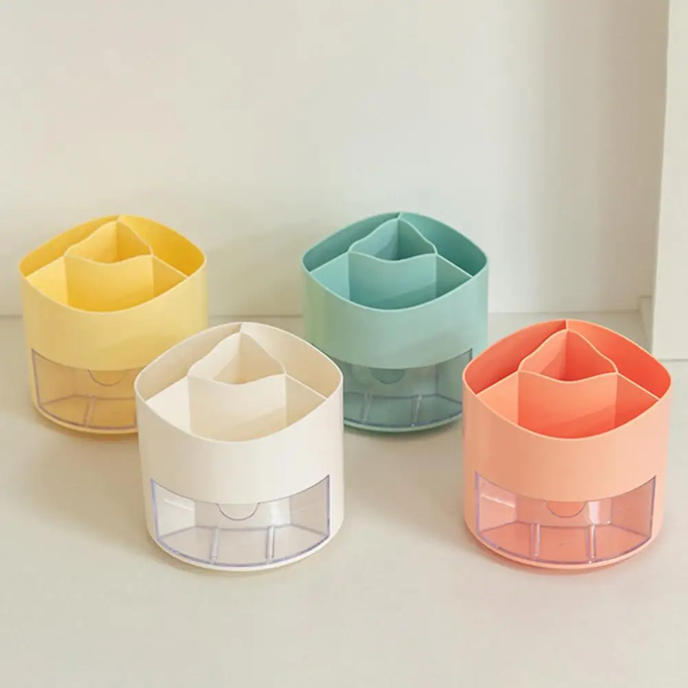 

Mini Rotating Pen Stand Rotating Desk Organizer with Pen Holder Art Supply Storage Box Letter Paper Case Office Home