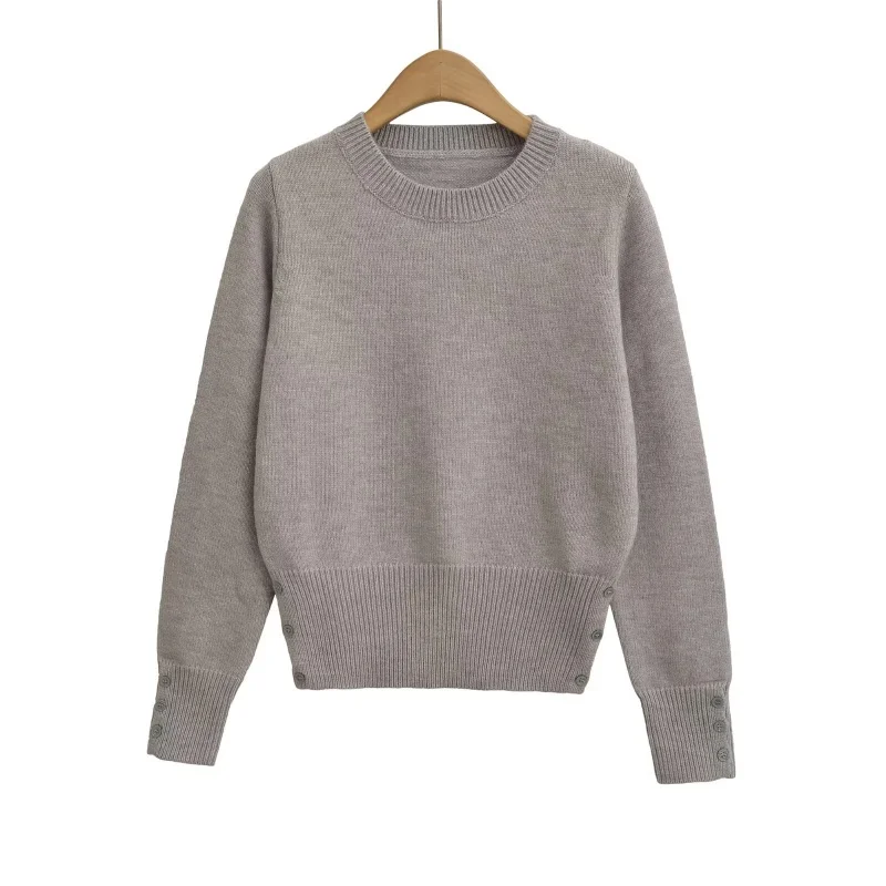 Top de Punto Multicolor Hoado con Cuello Redondo y Puños con Cuentas, Estilo Lujoso, Suave y Cómodo, Prenda Versátil para O...