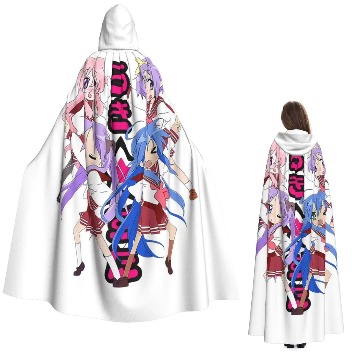 

Lucky Star Anime Lucky Star Anime Long Hooded Cloak Witch Medieval Costume Cosplay Cape HalloweenParty Adult Unisex