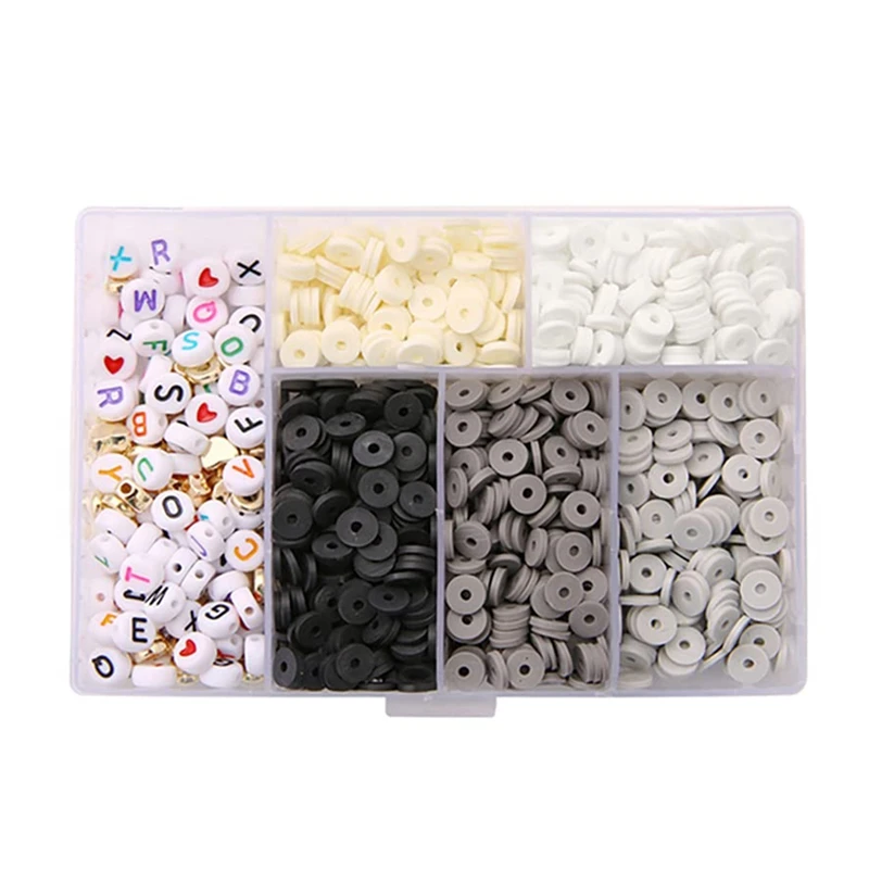 

HOT-Clay Beads For Bracelet Making, Clay Beads For Making, Flat Round Polymer Clay Spacer Beads For DIY Bracelet Craft