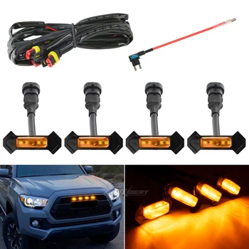 トヨタタタコーマ用フロントグリル照明、ラプタースタイル、オレンジ、イエロー、バーバー、トラッドプログリル、12v drl、4個、2016アップ