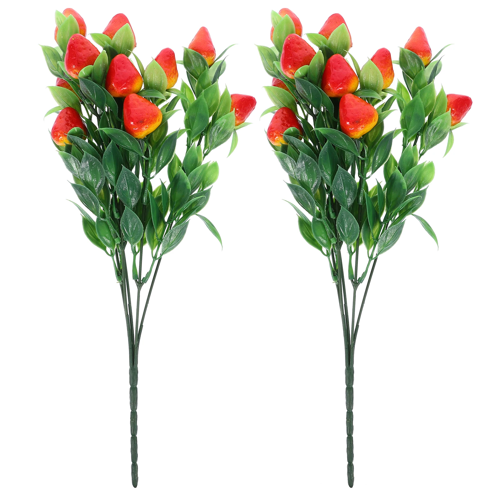 

2Pcs Artificial PVC Simulation Bouquet Home Decor Faux Fruit Fake Strawberry Artificial Strawberry Stem Bouquet Branches DIY