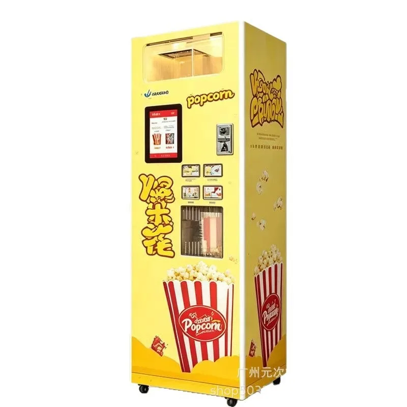 Automatic Popcorn Vending Machine, Commercial Snack Dispenser, Scan Code Fresh Popped Corn, Self-Service Kiosk for Parks