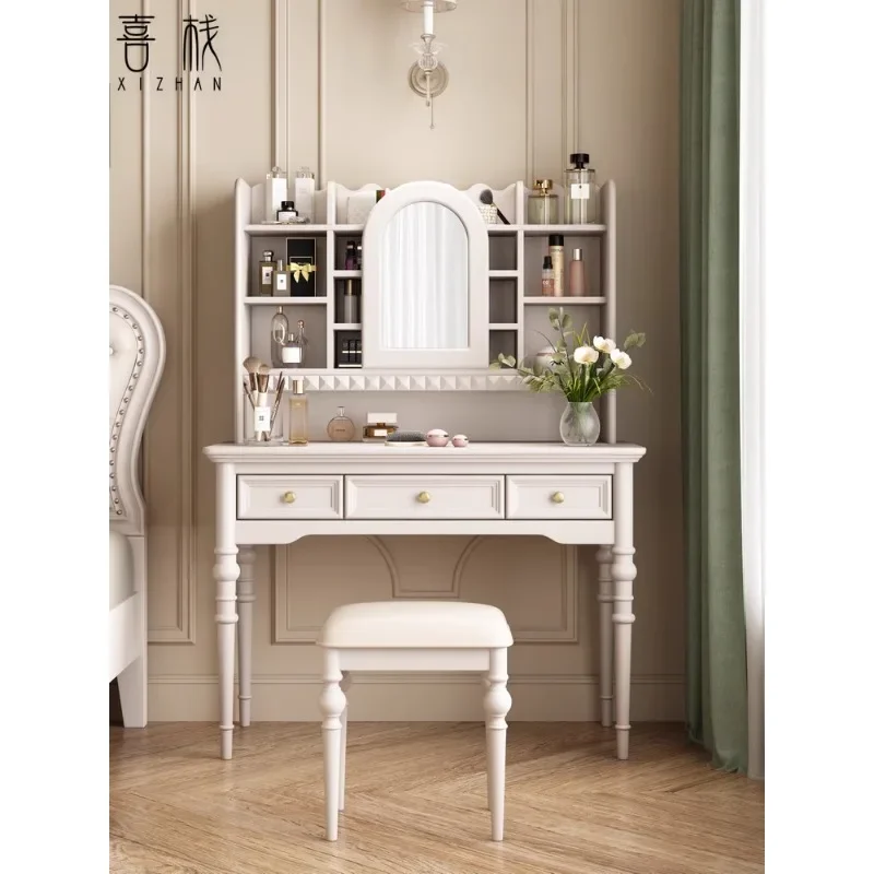 Cream style American style all solid wood dresser bedroom modern simple storage cabinet integrated small apartment makeup