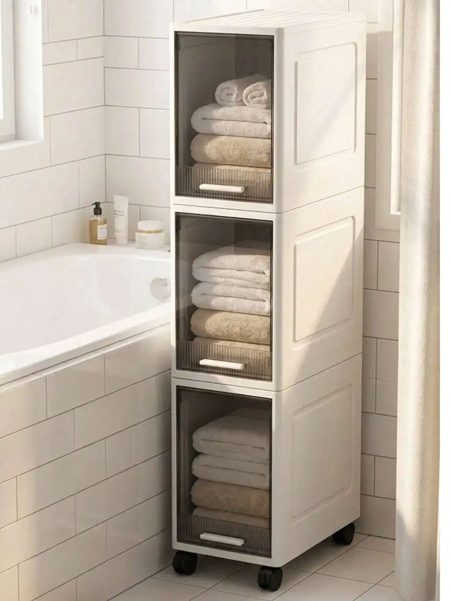 3/4 Floors Narrow Gap Storage Cabinets, Kitchen And Bathroom Narrow Storage Cabinets, Drawer Gap Multi Rack, Non Installed Light