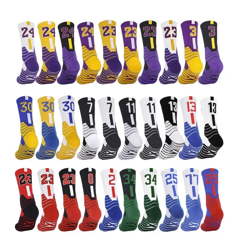 Professional Star Basketball Socks Adults Kids Elite Thick Sports Socks Non-slip Breathable Durable Towel Bottom Socks Stocking