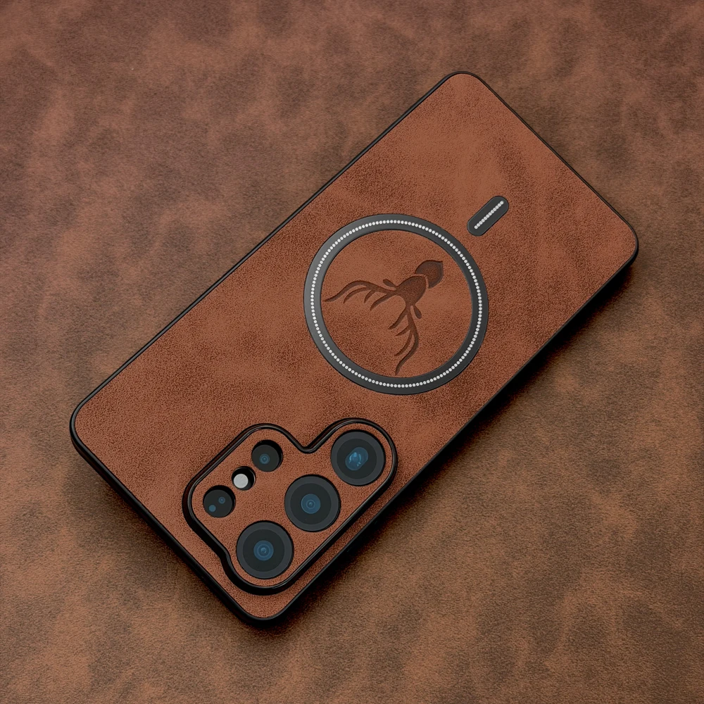 Luxury Matte Leather Magnetic Case for Samsung Galaxy S26 S25 S24 S23 S22 Ultra Plus FE for Magsafe Charge Shockproof Cover - view 6
