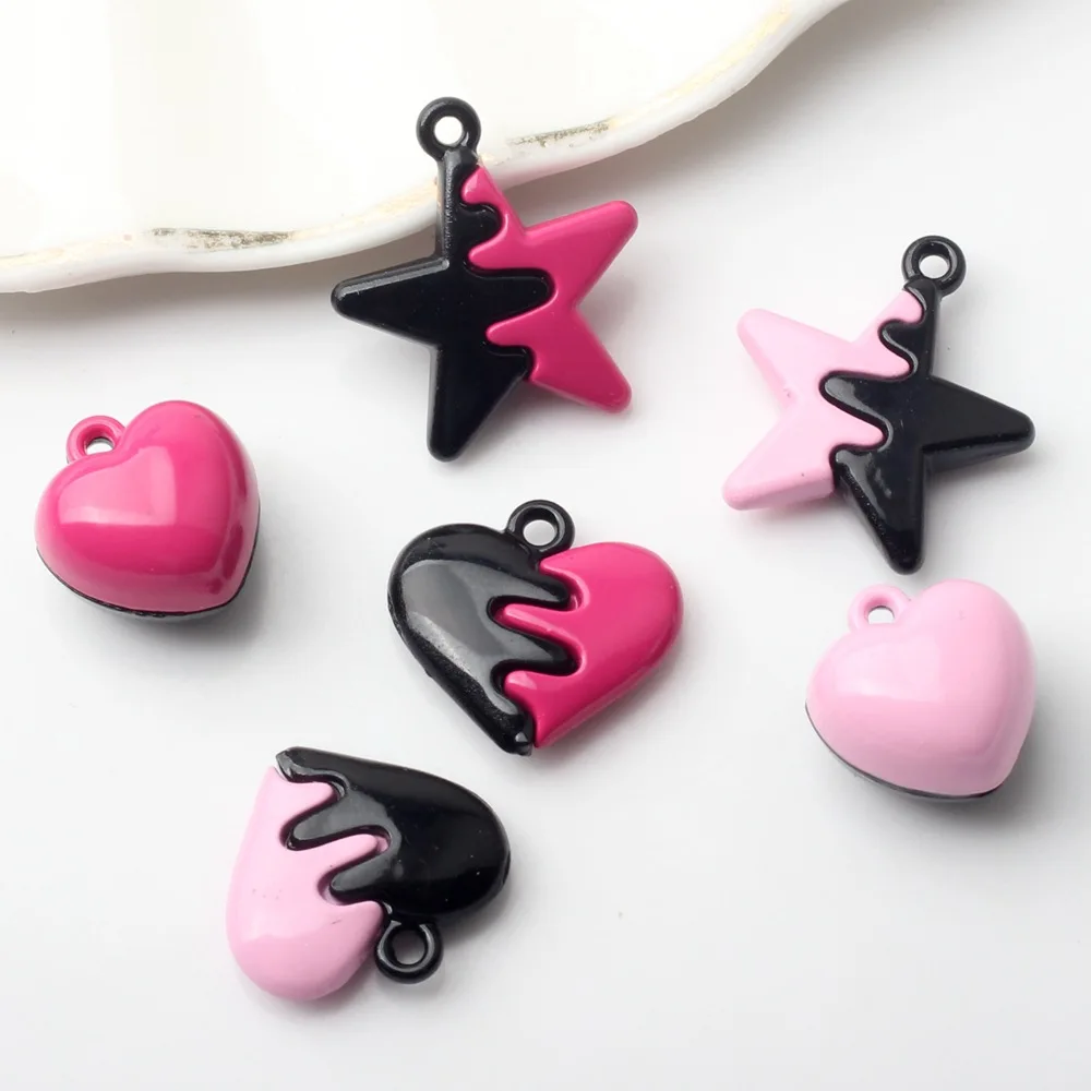 9pcs Alloy Drip Oil Charms Splice Color Stars Heart Shape Pendant For Jewelry Making Handmade DIY Earrings Necklace Ornament