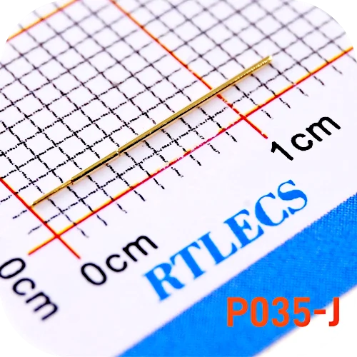 10 Stück federbelasteter Stecker, blank, 0,8 mm Rastermaß, PCB-Testsonde, P035 R035 Serie, Pogo-Pin, vergoldet, Nennstrom 1A, Durchmesser 0,35 mm – Detail 5