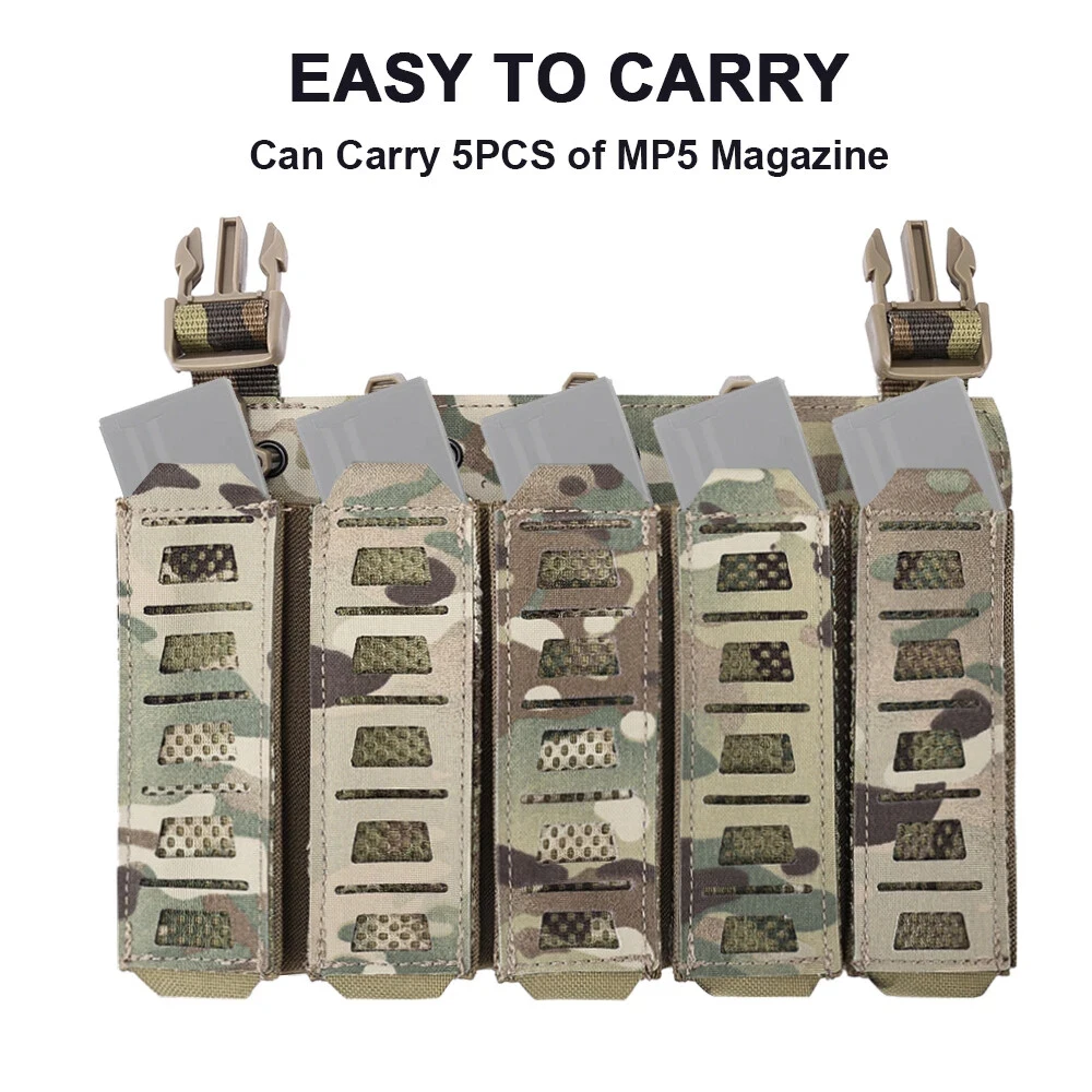 Tactical MP5 MP7 Magazine Pouches with Hooks Backing＆Elastic Retention Straps for Airsoft Hunting Vest Chest Rig Accessories view 5