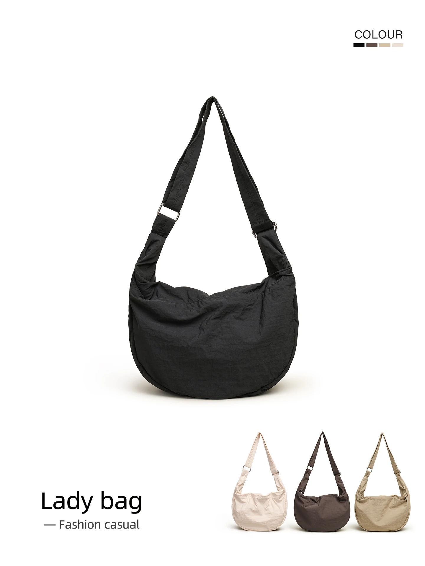 

Сумка-пельмень MissX из нейлонового холста: вместительная, легкая, водонепроницаемая, повседневная, для поездок на работу, на одно плечо, через плечо