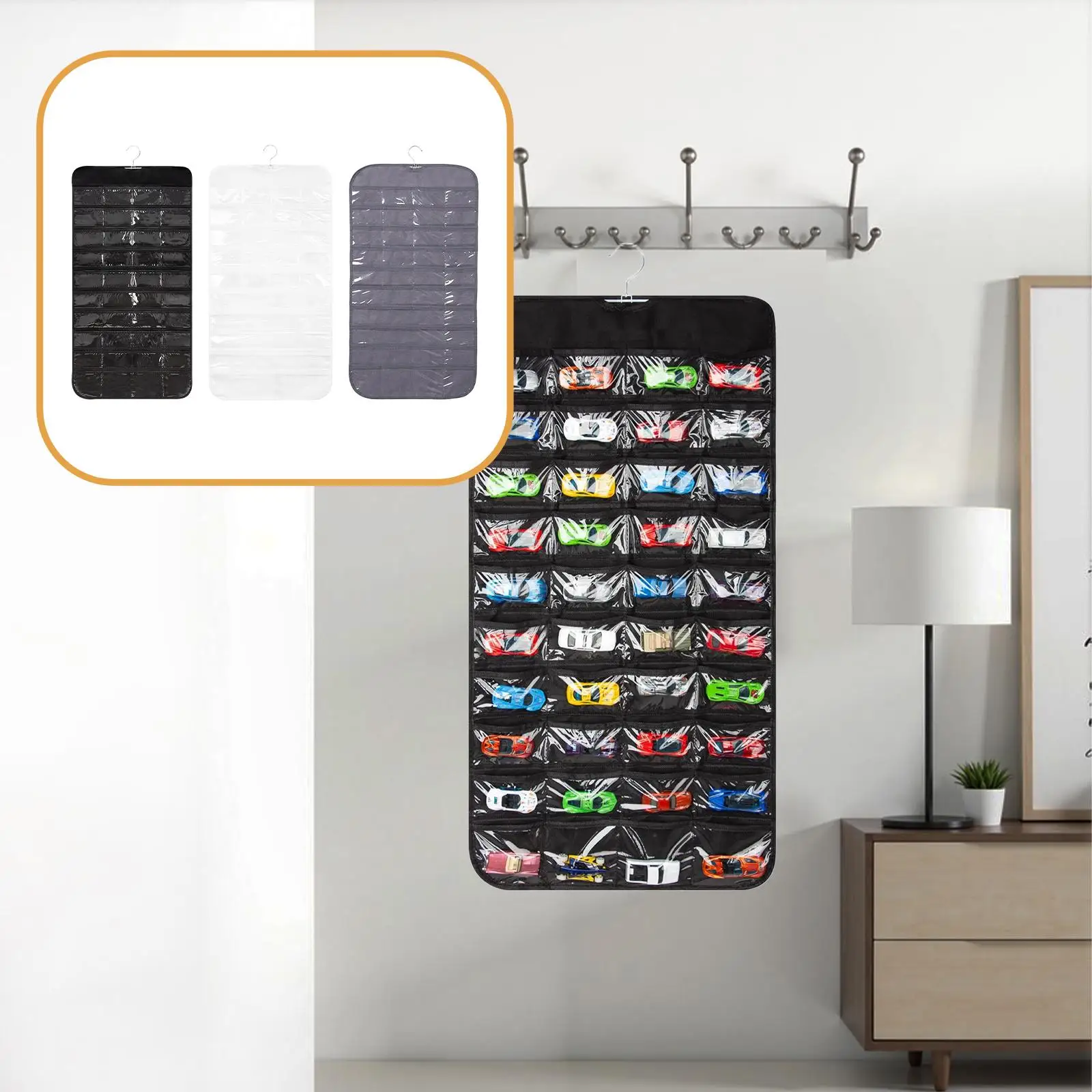 لعبة سيارة معلقة منظم 80 جيوب متعددة الأغراض تخزين منظم تخزين حامل للقلائد والأقراط باب خزانة غرفة النوم #4