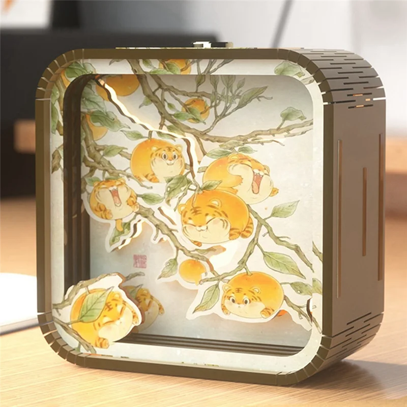 F-3C هدايا ضوء الليل اليد اللمس الكرتون DIY أضواء جو ستيريو خشبية هدايا موسم التخرج