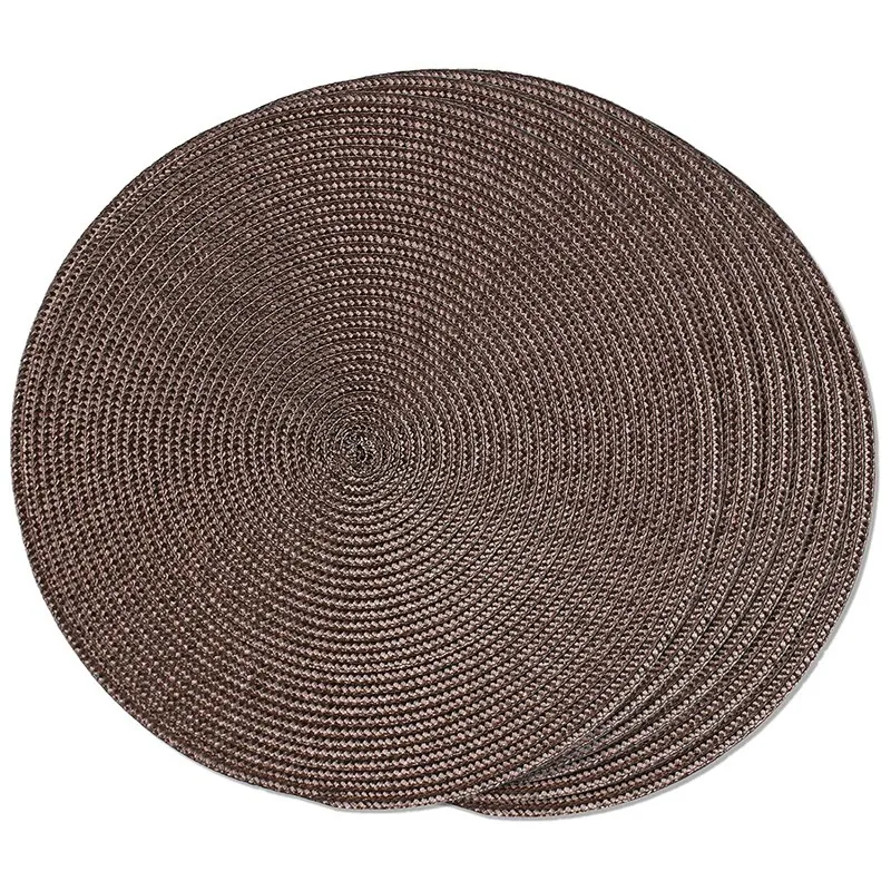 Round Braided Placemats Set Of 6 Table Mats For Dining Tables Woven Washable Non-Slip Place Mats 15 Inch