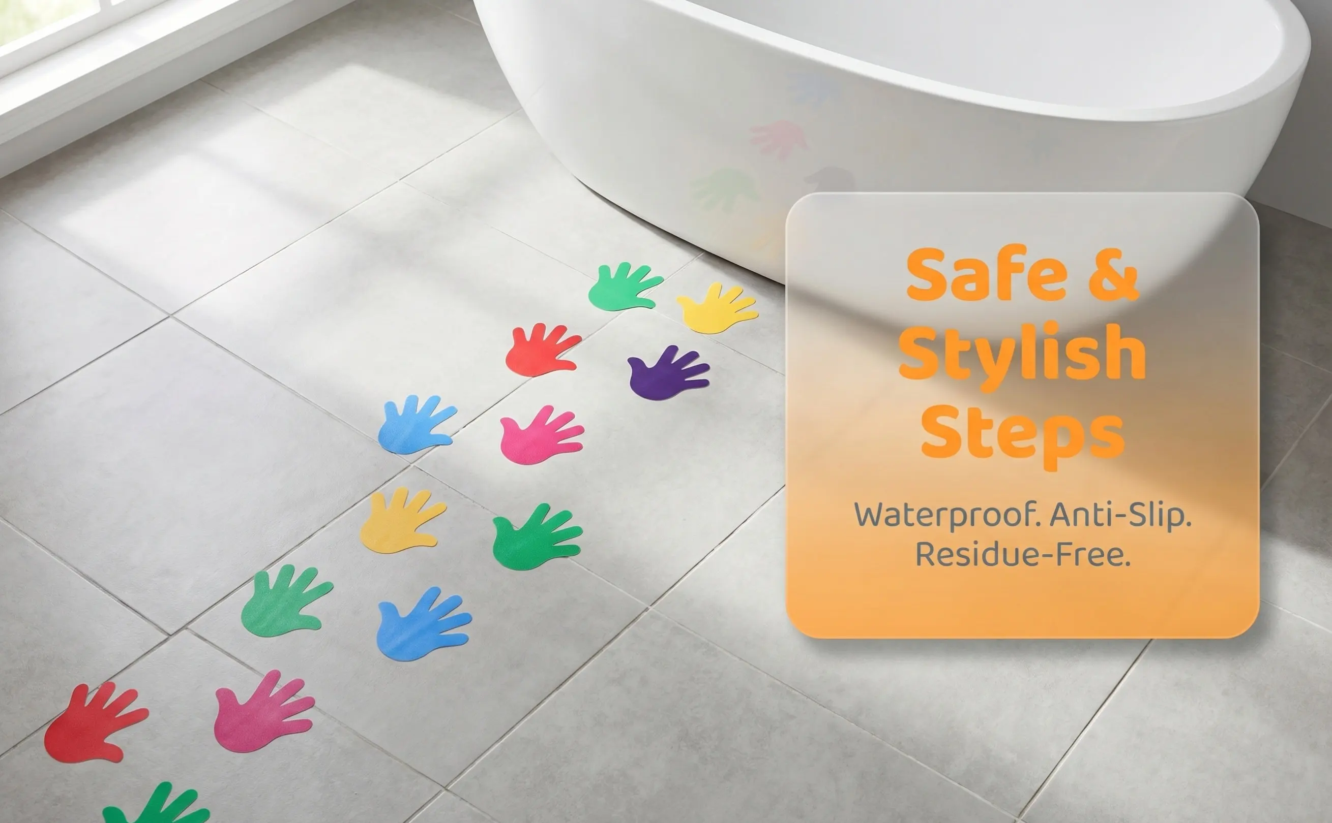 Diy Hand Print Wall Decals Color Floor Stickers Classroom Bathroom Tile Bedroom Direction Fioor Anti Slip Shower Decor