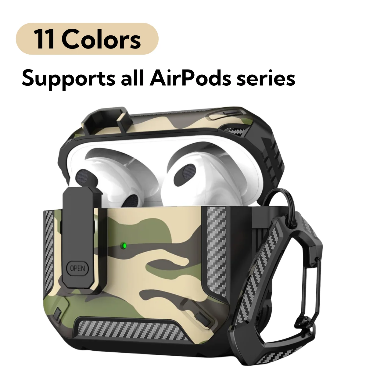 

For Apple AirPods Security Lock Cover Switch Earphone Case for AirPods 4 3 2 1 Pro 2 Pro2 Camouflage Shockproof Case Cover