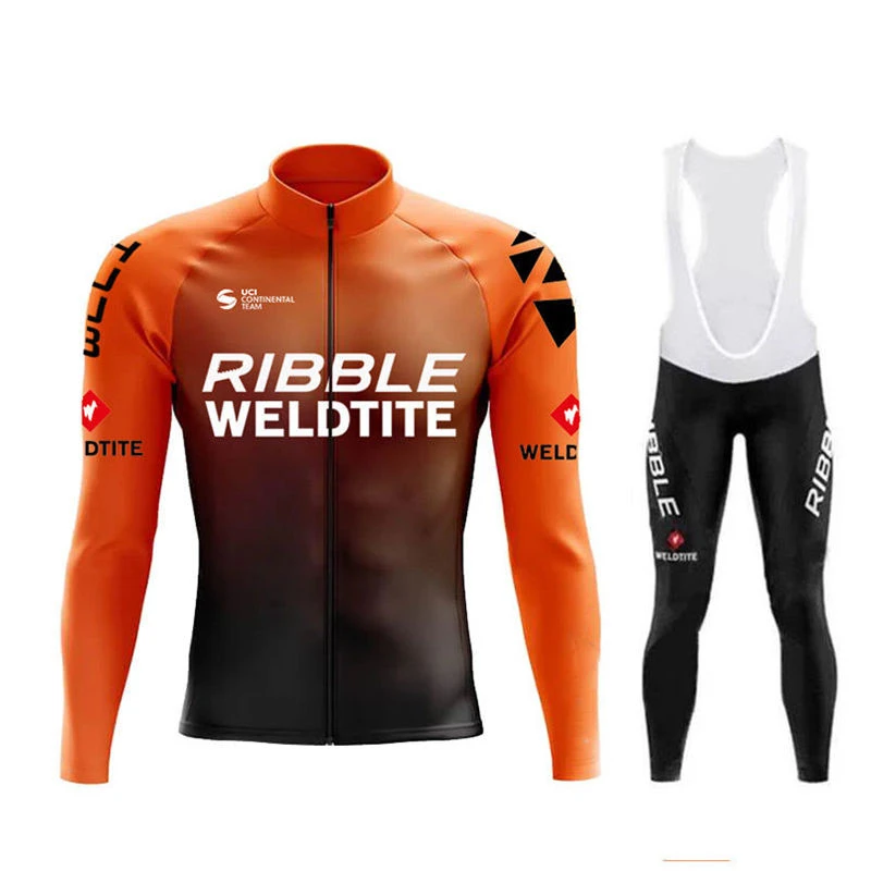 مضلع Weldtite Pro تنفس طويلة الأكمام الرجال الدراجات جيرسي مجموعة ملابس الدراجة الجبلية الخريف دراجة الملابس مايوه Ropa Ciclismo #6