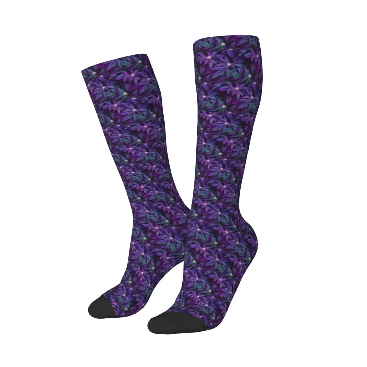 

Psychedelic Purple Cannabis Marijuana Weed Pot Leaves Socks Harajuku Stockings All Season Long Socks Accessories for Unisex