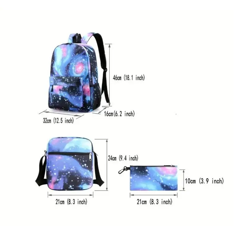 3Pcs Disney Inside Out Backpack with Lunch Bag for Women Student Teenagers School Bags Comfortable Travel Sets